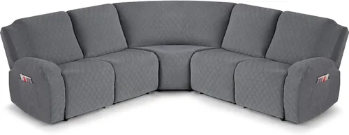 Vista 12 de VANSOFY Fundas de Sofá Seccional Reclinable Extra Grandes, Fundas Lavables de 5 Piezas para Sofá Seccional en Forma de L con Asiento de Esquina