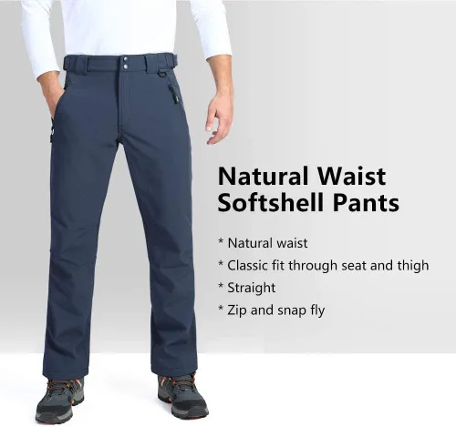 Vista 5 de Outdoor Ventures Lite - Pantalones deportivos impermeables y resistentes al viento para hombre, con forro polar, para senderismo, esquí, nieve