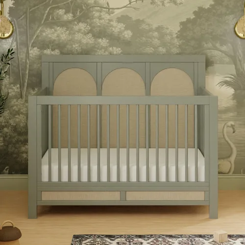 Vista 2 de Namesake Cuna convertible Eloise 4 en 1 en salvia francesa Performance Sand Eco-Weave, certificado GREENGUARD Gold