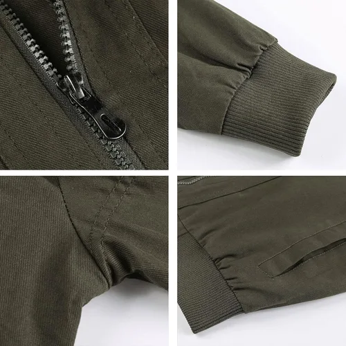 Vista 5 de HIJEWE Men Military Jacket Casual Cotton Utility Coat Spring Falls Durable Army Cargo Bomber Stand Collar Multi-Pocket Jacket
