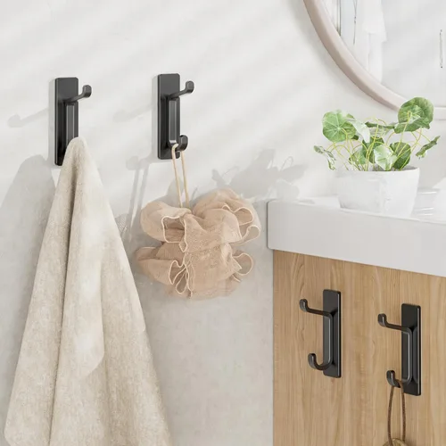 Vista 6 de Ganchos de pared autoadhesivos para colgar: extra fuertes 13 libras, gancho para abrigo, toalla en baños, ducha, cocina, pared, gancho de puerta