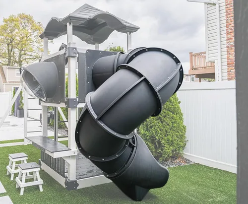 Vista 3 de Tobogán Turbo Twister de 7 pies para juegos – Aventura de giro, paseo suave y seguro TUSK Strong℠ (gris)