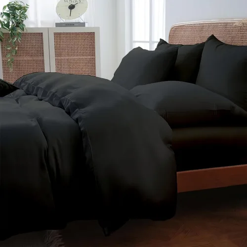 Vista 7 de ARlinen Juego de funda de edredón de tamaño matrimonial, 100% algodón egipcio, juego de ropa de cama de 3 piezas con cierre de cremallera, incluye 1