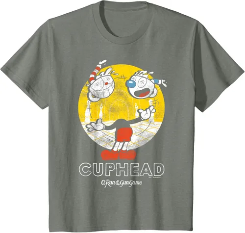 Vista 33 de Cuphead Camiseta con Mugman Head Malabarismo Negro