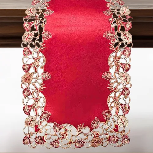 Vista 16 de DECOZEN Camino de Mesa Navideño Dorado con Ciruela – Bufanda Decorativa Bordada para Comedor y Tocador para Mesas Navideñas, Bodas y Fiestas – 14 x