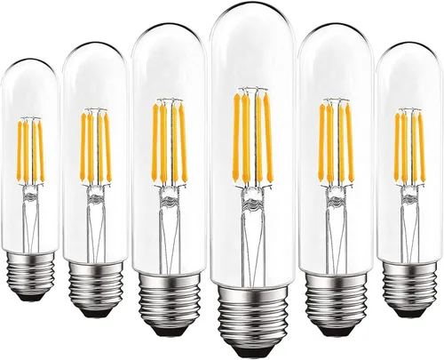 Vista 7 de LUXRITE Bombilla LED T10, equivalente a 5 W = 60 W, blanco cálido de 2700 K, bombilla de filamento Edison vintage, 500 lúmenes, bombilla tubular