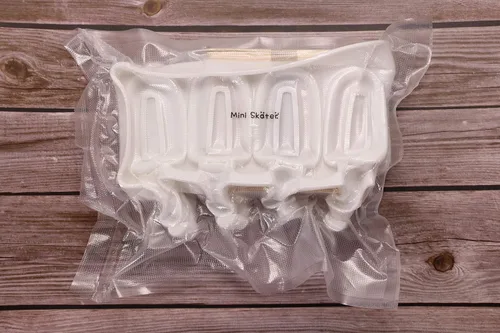 Vista 5 de Mini Skater Molde de barra de helado de silicona blanca de 8 cavidades, reutilizable, de forma clásica, con 50 palitos de madera para helados