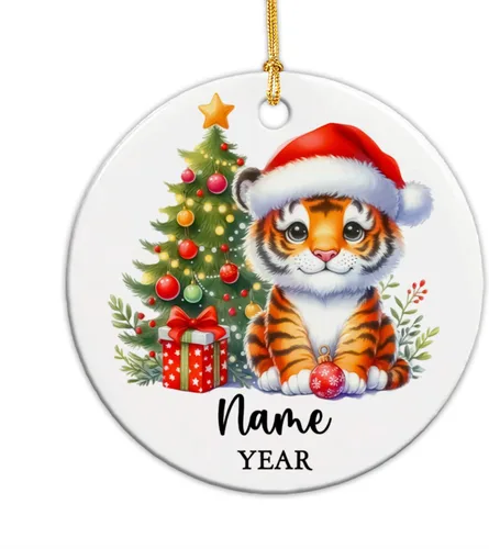 Vista 23 de Adornos de Navidad personalizados de vaca para niños, adornos personalizados de la primera Navidad del bebé de vaca para recién nacido, adorno