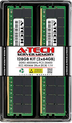 Vista 33 de A-Tech 16GB DDR5 4800MHz PC5-38400 ECC RDIMM 1Rx8 (EC8 10x4) Rango único 1.1V ECC Registrado DIMM 288-Pin Módulo de actualización de memoria RAM