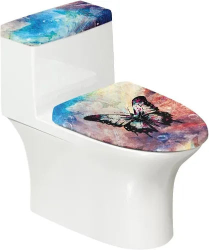 Vista 16 de Ystardream Juego de 2 fundas de inodoro y fundas de asiento de mar profundo, fundas de tapa de asiento de inodoro, fundas lavables para tanque