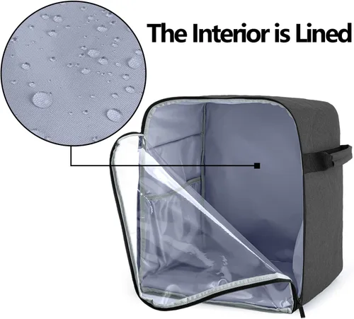 Vista 7 de Luxja - Cubierta protectora contra el polvo, color negro Compatible with 6-8 Quart KitchenAid Mixers, Bottom Padding Pad, Clear Front Panel