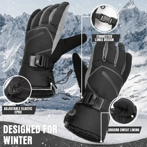 Vista 4 de BOSONER Guantes de esquí y snowboard, guantes impermeables de invierno, guantes de nieve para pantalla táctil para clima frío, para hombres