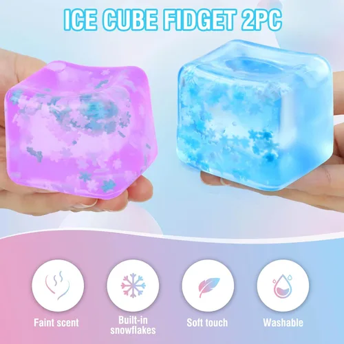 Vista 2 de Gretex juguete de ansiedad para todas las edades: paquete de 2 unidades de bola de estrés de hielo blanda sensorial, juguete esponjoso de compresión