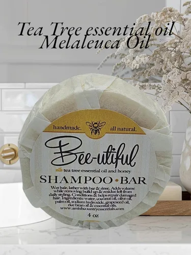 Vista 2 de Bee-utiful - Barra de champú nutritiva con árbol de té con miel, eczema, psoriasis, alivio de la picazón del cuero cabelludo