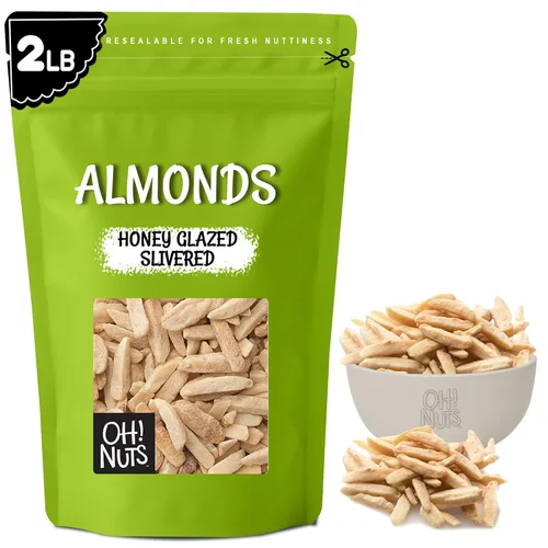 Vista 15 de Oh! Nuts Almendras blanqueadas plateadas – crudas – 100% naturales – 1.5 libras – Palitos de almendras blancas – Empaquetados en bolsa con cierre