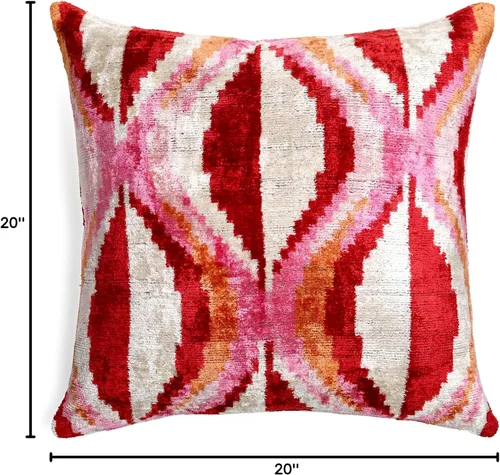 Vista 10 de CANVELLO -Exquisita almohada/cojín de plumón: almohadas de plumas elegancia y arte Almohadas icónicas con diseño Ikat Seda de terciopelo suave