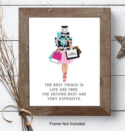Vista 8 de Glam - Póster decorativo de pared con cita de lujo, diseño de moda de alta costura, regalo de 8 x 10 pulgadas para mujeres, baño, habitación