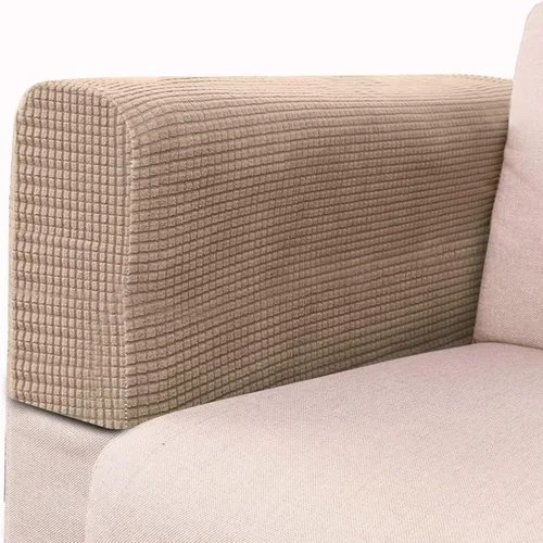 Vista 3 de SEWACC Fundas elásticas para reposabrazos de sofá, fundas antideslizantes para sillón, protectores de brazos para sillas, sofá (color café claro)