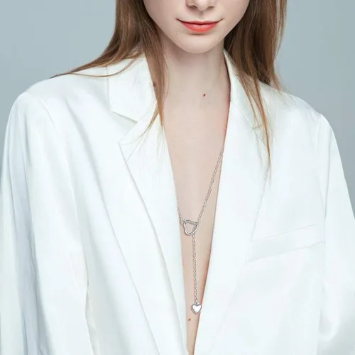 Vista 3 de FOCALOOK Lariat Y-Necklaces Long Necklaces for Women Long Black Necklaces Gold Necklaces for Women Drop Heart Necklaces for Women Front