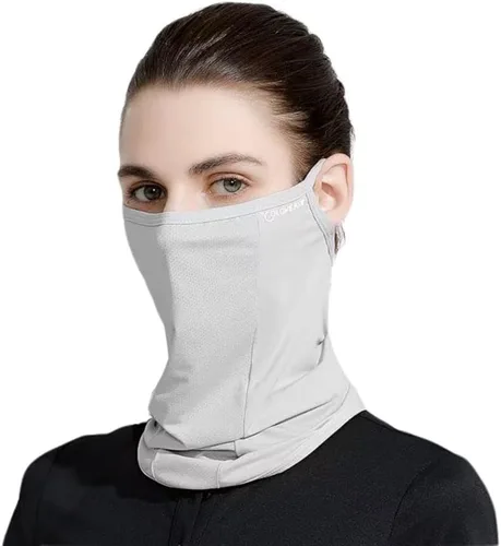Vista 8 de Máscara facial UPF 50+ para mujeres y hombres, cubierta completa de enfriamiento de seda helada, protección solar transpirable, polaina