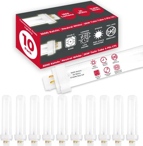 Vista 32 de GoodBulb Bombillas CFL de 13 W, base GX23 de 2 pines, 2700 K, blanco suave, 13 W, alto rendimiento, 800 lúmenes, bombillas fluorescentes compactas