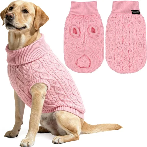 Vista 26 de Parisian Pet Suéteres de Navidad para Perros - Tipo Pullover, Suéter Azul para Perro con Cuello de Tortuga - Suéter Grueso de Punto Trenzado