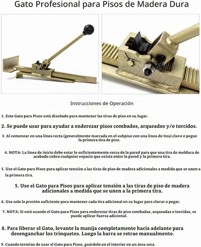 Vista 6 de QWORK Flooring Jack - Herramienta de alineación de trinquete para instalación de madera dura, apriete de bordes y enderezamiento de tablas