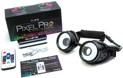 Vista 2 de GloFX Pixel Pro Infinite Portal Gafas 350+ modos épicos Programable recargable luz hasta EDM Festival Rave Party Gafas de sol resplandor LED