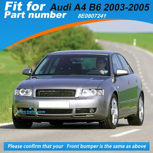 Vista 3 de Tapa de gancho de remolque de parachoques delantero para Audi A4 B6 2003-2005 8E0807241 (negro, lado derecho del pasajero)