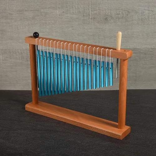 Vista 5 de Campana de Viento de Mesa de 20 Tonos, Campanilla, Instrumento de Percusión Musical con Mazo, Azul