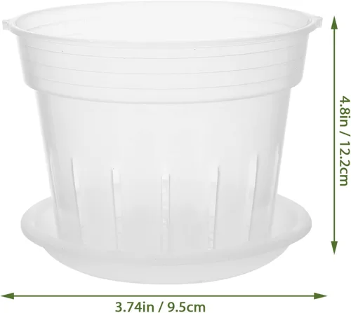 Vista 3 de DOITOOL Plantas de interior macetas de orquídeas, macetas de plástico para orquídeas con agujeros y platillos, macetas de orquídeas transparentes