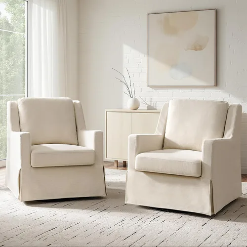 Vista 13 de HULALA HOME Silla mecedora giratoria, silla mecedora giratoria de granja con funda lavable, sillón tapizado de tela con cojines rellenos de plumón