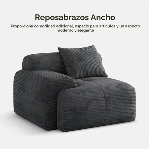 Vista 6 de Sofá Seccional Modular Moderno en Forma de L para Sala de Estar, Sofá de 3 Plazas de Gran Tamaño con Asiento Profundo y Otomana Móvil – Sin Montaje