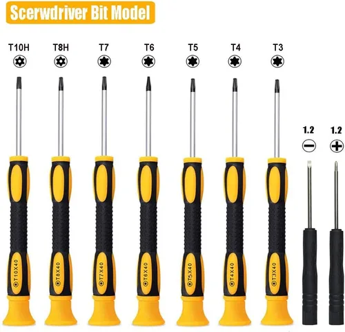 Vista 2 de Juego de destornilladores Torx 15 en 1 con T3 T4 T5 T6 T8 T10 destornillador Torx de seguridad y pinzas ESD, destornilladores magnéticos kit