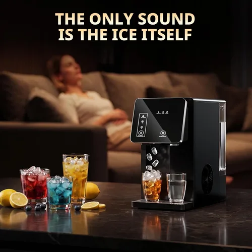 Vista 8 de Cowsar 2-in-1 Countertop Ice Maker Machine with Water Dispenser, Black