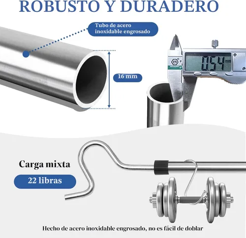 Vista 4 de Poste con Gancho para Ropa, Gancho Extensor para Colgar Ropa, Luces y Plantas, Extensible de 35" a 50", Hecho de Tubo de Acero Inoxidable con Mango