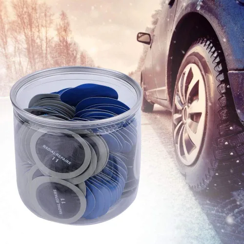 Vista 4 de 120 parches redondos para neumáticos, parches de neumáticos de goma natural de 1.693 in, kit de reparación de neumáticos para automóvil