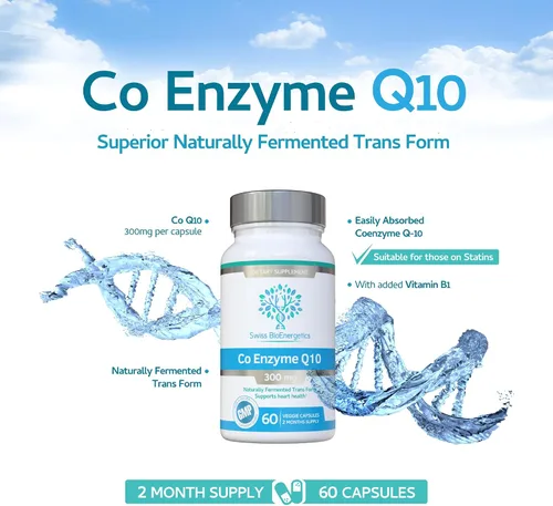 Vista 3 de Co Enzyme Q10 CoQ10 300mg 60 Cápsulas - Forma Trans Fermentada Naturalmente Superior