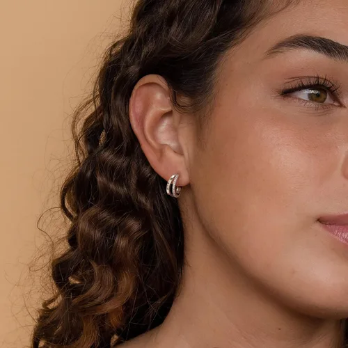 Vista 2 de Chunky Gold Hoop Earrings for Women, Trendy 14K Gold Plated GoldSilver Chunky Hoop Earrings Double Hoop Earrings