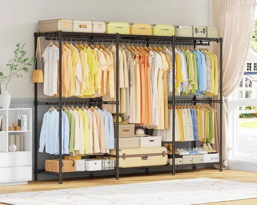 Vista 7 de ULIFHOME E14 Max - Perchero de ropa resistente, percheros independientes para colgar ropa, organizadores de armario ajustables y almacenamiento