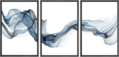 Vista 39 de SIGNWIN Lienzo enmarcado para pared, juego de arte tranquilo con reflejo de lago, acuarela, montaña y agua, ilustraciones modernas, arte abstracto