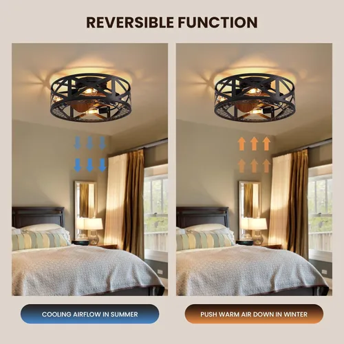 Vista 3 de Ventiladores de techo enjaulados de 20 pulgadas con luces, moderno ventilador de techo regulable con control remoto de luces, ventilador de techo
