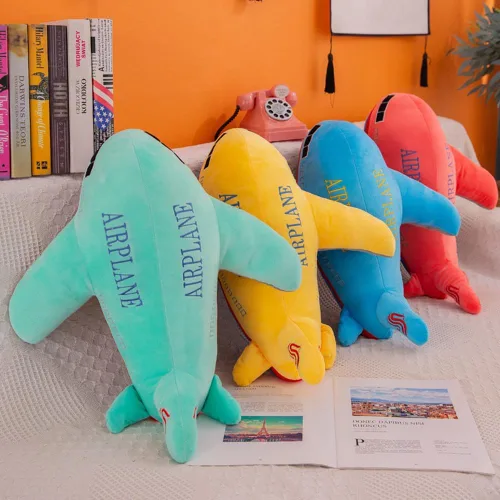 Vista 4 de Juguete de peluche de 15.7 pulgadas, almohada de peluche de avión, cojín suave de avión de juguete, bonita decoración de guardería y juguete