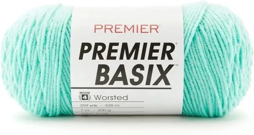 Vista 14 de Premier Yarns Basix, hilo de estambre sólido, hecho de acrílico, hilo ideal para ganchillo y tejido, color blanco, 359 yardas