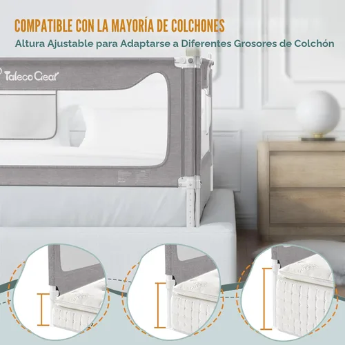 Vista 6 de G TALECO GEAR Riel de cama para niños pequeños, rieles laterales protectores estables, protector de baranda de cama para bebés para cama individual