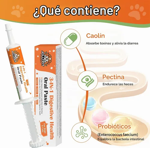 Vista 2 de Antidiarreico para perros – Pasta probiótica de pectina de caolín para perros, antidiarreico para gatos – Probiótico para cachorros que apoya