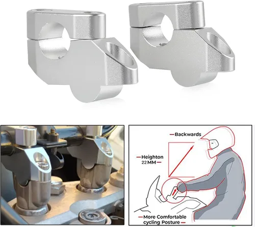 Vista 2 de Kit de elevadores de manillar de 7/8 pulgadas de 0.866 in, adaptador de abrazadera compatible con V-Strom Vstrom 250 2016-2018 V-Strom 650 DL650