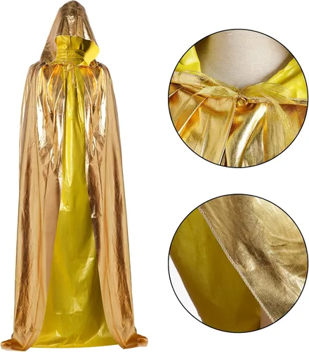 Vista 5 de Capa con capucha de mago de Halloween con capucha, bata de longitud completa para mujeres y hombres, disfraz de juego de rol, disfraz