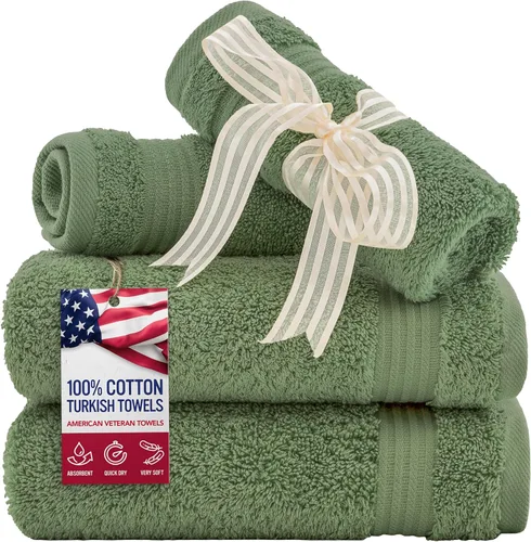 Vista 91 de Juego de toallas American Veteran Towel, de lujo, 6 piezas de algodón 100 % turco para máxima suavidad y absorción, para hotel y spa