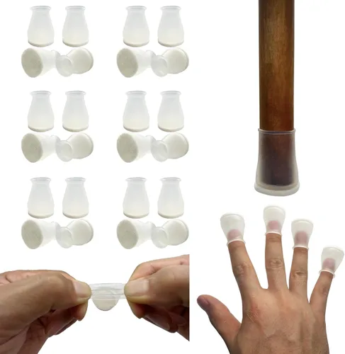 Vista 12 de Protectores de suelo de silicona extra pequeños para patas de silla con fieltro, se ajustan de 19/32 a 15/16 pulgadas, tapas de silicona para patas